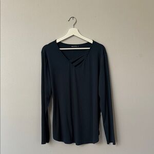 Davenil Dark Green (moss) V-Neck Blouse w/cutout.